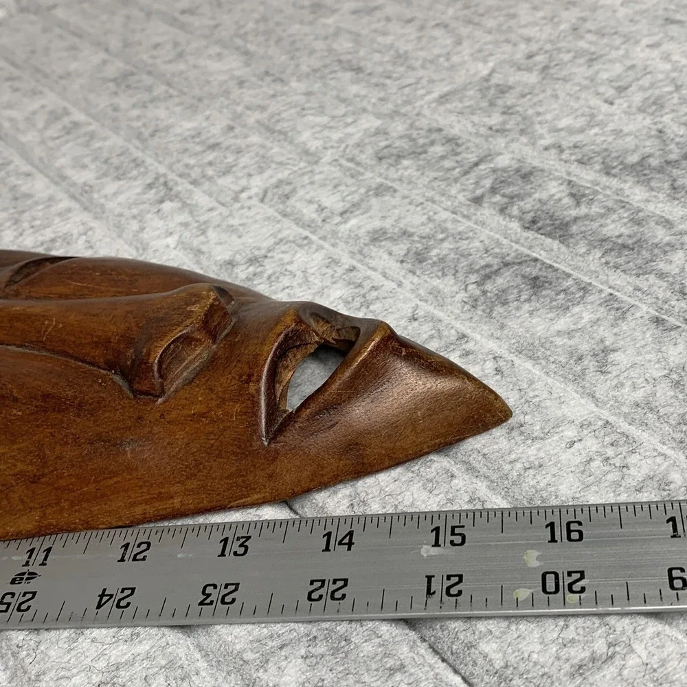 Vintage Martinique African Style Wood Carved Mask 1998 Wall Hanging Decor Art